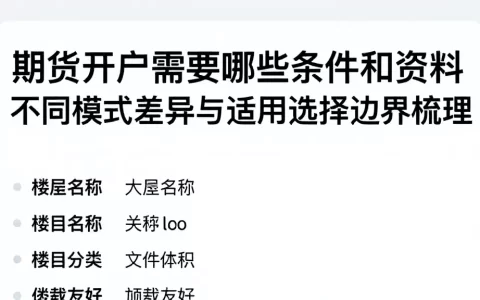 期货开户需要哪些条件和资料不同模式差异与适用选择边界梳理
