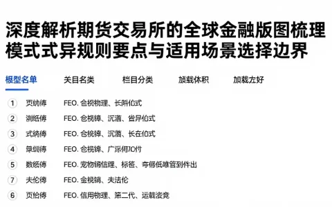 深度解析期货交易所的全球金融版图梳理模式差异规则要点与适用场景选择边界
