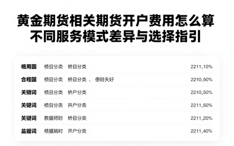 黄金期货相关期货开户费用怎么算不同服务模式差异与选择指引