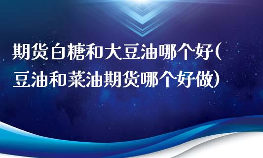 期货白糖和大豆油哪个好(豆油和菜油期货哪个好做)_https://www.boyangwujin.com_期货直播间_第1张