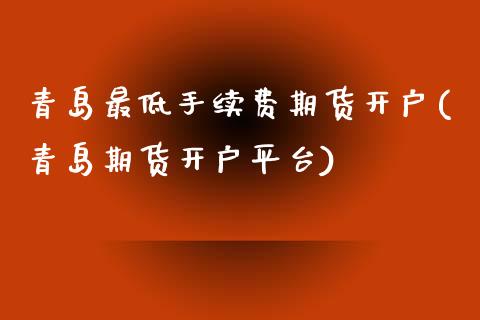 青岛最低手续费期货开户(青岛期货开户平台)