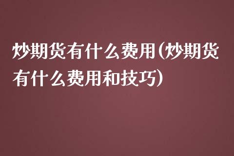 炒期货有什么费用(炒期货有什么费用和技巧)