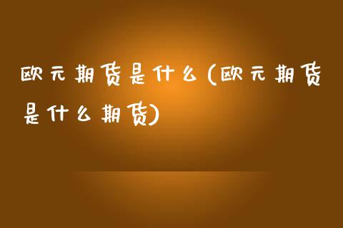 欧元期货是什么(欧元期货是什么期货)