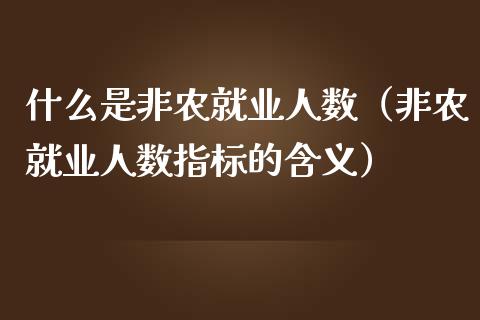 什么是非农就业人数（非农就业人数指标的含义）_https://www.boyangwujin.com_道指期货_第1张