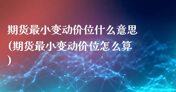 期货最小变动价位什么意思(期货最小变动价位怎么算)