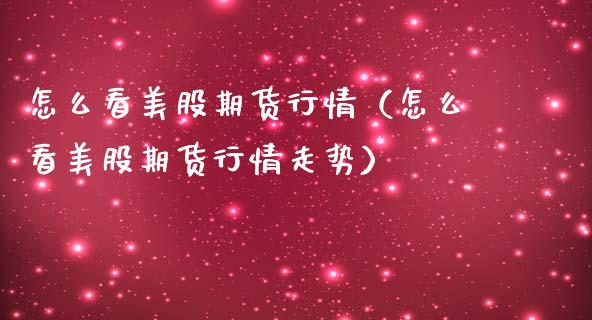 怎么看美股期货行情（怎么看美股期货行情走势）
