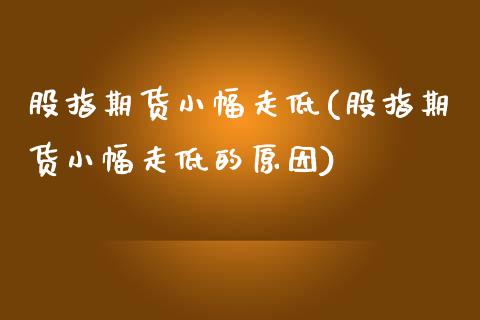 股指期货小幅走低(股指期货小幅走低的原因)