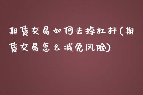 期货交易如何去掉杠杆(期货交易怎么减免风险)_https://www.boyangwujin.com_纳指期货_第1张