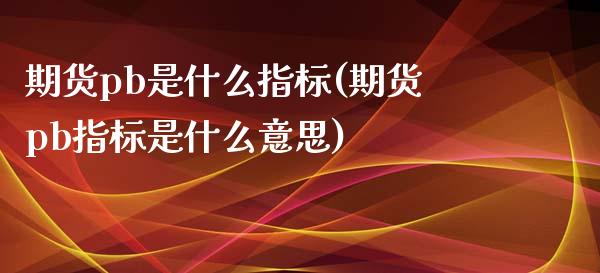 期货pb是什么指标(期货pb指标是什么意思)_https://www.boyangwujin.com_内盘期货_第1张