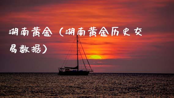湖南黄金（湖南黄金历史交易数据）