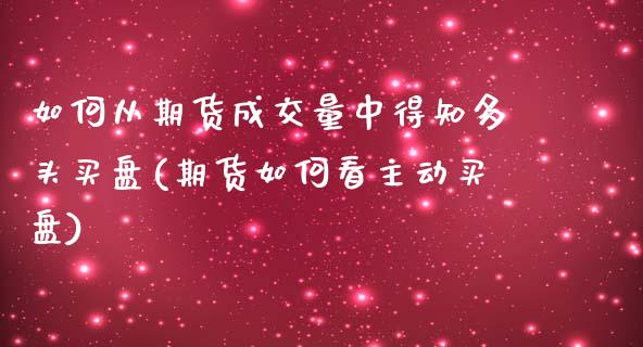 如何从期货成交量中得知多头买盘(期货如何看主动买盘)_https://www.boyangwujin.com_期货直播间_第1张