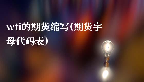 wti的期货缩写(期货字母代码表)_https://www.boyangwujin.com_黄金期货_第1张