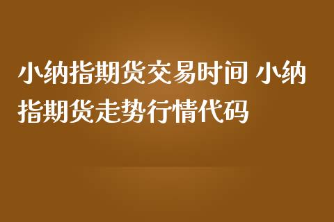 小纳指期货交易时间 小纳指期货走势行情代码