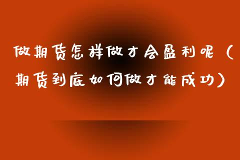 做期货怎样做才会盈利呢（期货到底如何做才能成功）