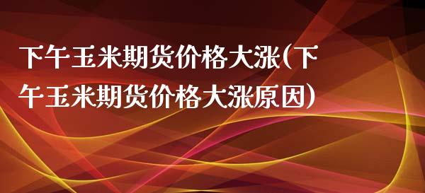 下午玉米期货价格大涨(下午玉米期货价格大涨原因)