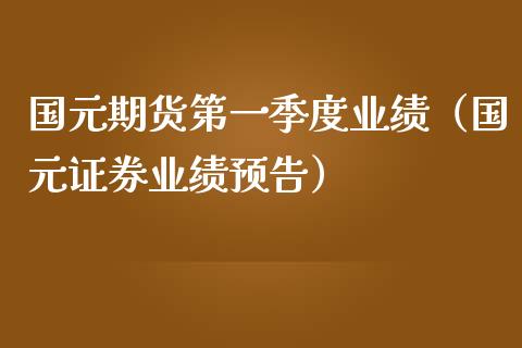 国元期货第一季度业绩（国元证券业绩预告）
