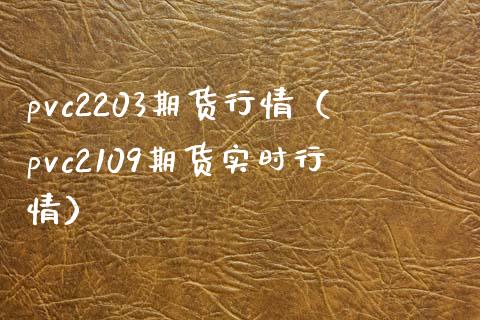 pvc2203期货行情（pvc2109期货实时行情）