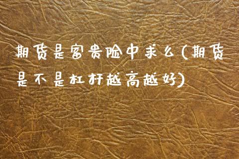 期货是富贵险中求么(期货是不是杠杆越高越好)