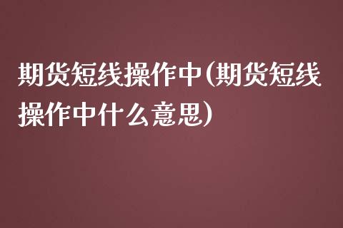 期货短线操作中(期货短线操作中什么意思)