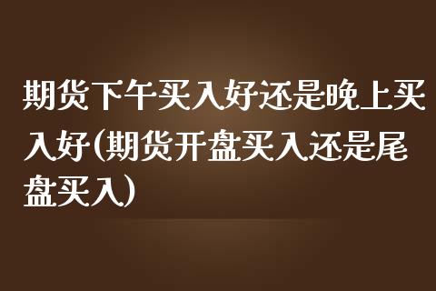 期货下午买入好还是晚上买入好(期货开盘买入还是尾盘买入)_https://www.boyangwujin.com_原油期货_第1张