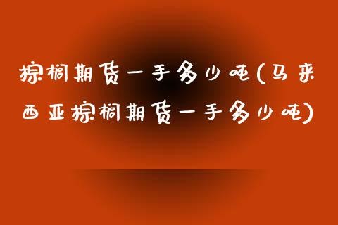 棕榈期货一手多少吨(马来西亚棕榈期货一手多少吨)_https://www.boyangwujin.com_期货直播间_第1张