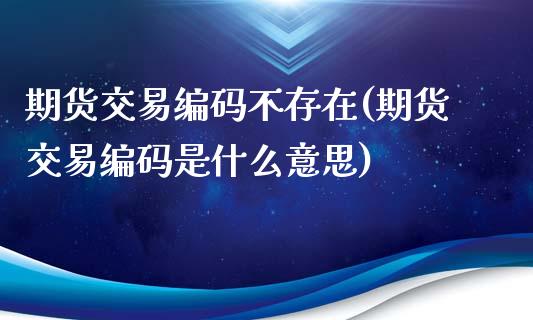 期货交易编码不存在(期货交易编码是什么意思)_https://www.boyangwujin.com_恒指期货_第1张