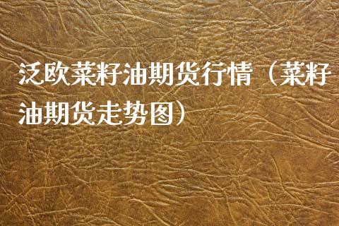 泛欧菜籽油期货行情（菜籽油期货走势图）