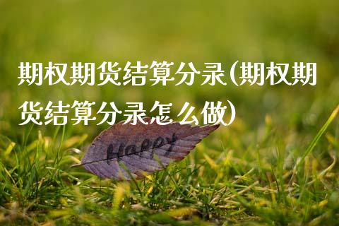 期权期货结算分录(期权期货结算分录怎么做)