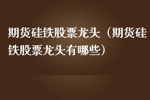 期货硅铁股票龙头（期货硅铁股票龙头有哪些）_https://www.boyangwujin.com_期货直播间_第1张