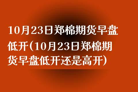10月23日郑棉期货早盘低开(10月23日郑棉期货早盘低开还是高开)_https://www.boyangwujin.com_期货直播间_第1张
