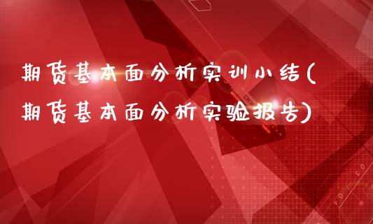 期货基本面分析实训小结(期货基本面分析实验报告)_https://www.boyangwujin.com_期货直播间_第1张