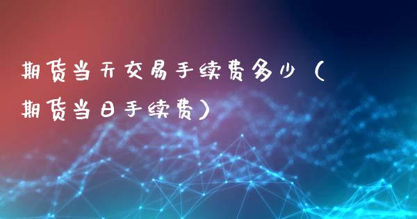 期货当天交易手续费多少（期货当日手续费）_https://www.boyangwujin.com_期货直播间_第1张