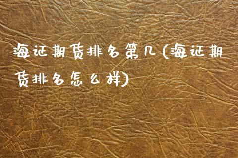 海证期货排名第几(海证期货排名怎么样)