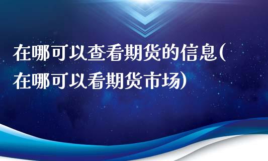 在哪可以查看期货的信息(在哪可以看期货市场)_https://www.boyangwujin.com_期货直播间_第1张