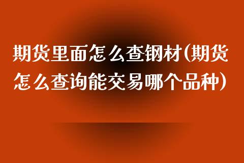 期货里面怎么查钢材(期货怎么查询能交易哪个品种)_https://www.boyangwujin.com_纳指期货_第1张