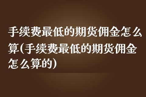 手续费最低的期货佣金怎么算(手续费最低的期货佣金怎么算的)_https://www.boyangwujin.com_期货直播间_第1张
