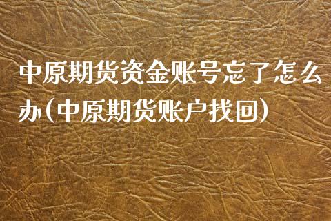 中原期货资金账号忘了怎么办(中原期货账户找回)_https://www.boyangwujin.com_期货直播间_第1张