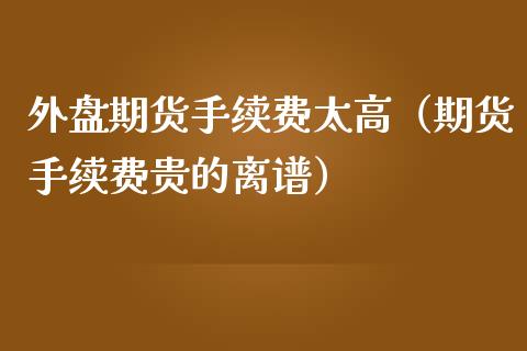 外盘期货手续费太高（期货手续费贵的离谱）
