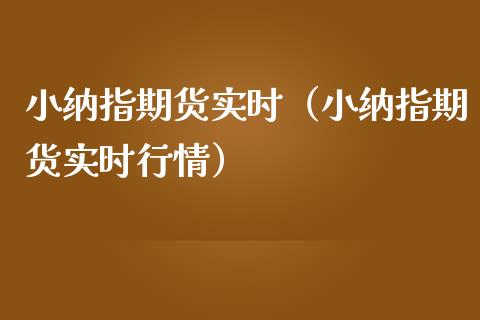 小纳指期货实时（小纳指期货实时行情）_https://www.boyangwujin.com_期货直播间_第1张