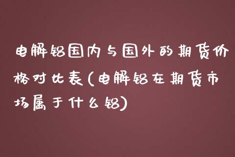 电解铝国内与国外的期货价格对比表(电解铝在期货市场属于什么铝)_https://www.boyangwujin.com_期货直播间_第1张