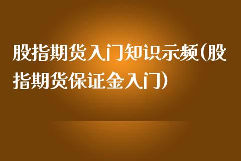 股指期货入门知识示频(股指期货保证金入门)_https://www.boyangwujin.com_期货直播间_第1张