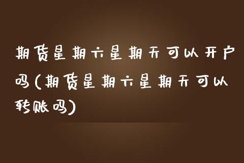 期货星期六星期天可以开户吗(期货星期六星期天可以转账吗)