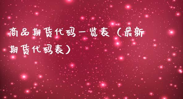 商品期货代码一览表（最新期货代码表）_https://www.boyangwujin.com_期货直播间_第1张