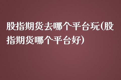 股指期货去哪个平台玩(股指期货哪个平台好)_https://www.boyangwujin.com_期货直播间_第1张
