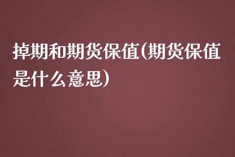 掉期和期货保值(期货保值是什么意思)_https://www.boyangwujin.com_恒生指数_第1张
