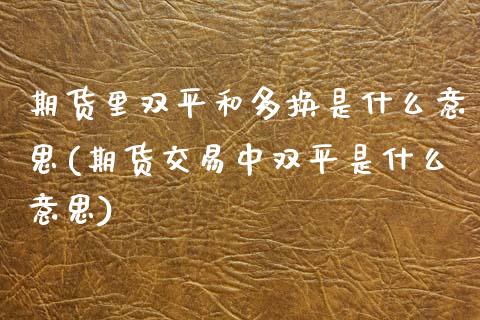 期货里双平和多换是什么意思(期货交易中双平是什么意思)_https://www.boyangwujin.com_道指期货_第1张