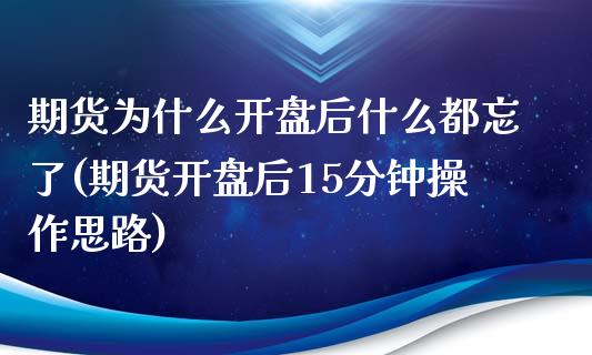 期货为什么开盘后什么都忘了(期货开盘后15分钟操作思路)_https://www.boyangwujin.com_期货直播间_第1张