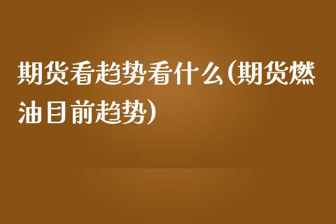 期货看趋势看什么(期货燃油目前趋势)