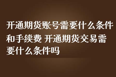 开通期货账号需要什么条件和手续费 开通期货交易需要什么条件吗_https://www.boyangwujin.com_道指期货_第1张