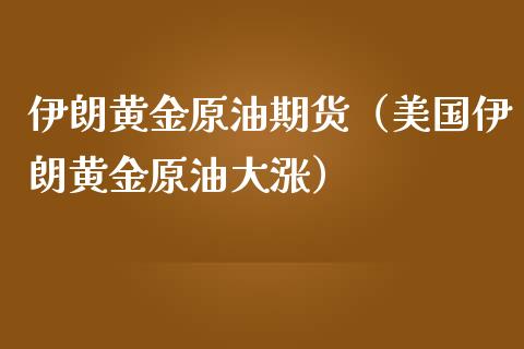 伊朗黄金原油期货（美国伊朗黄金原油大涨）_https://www.boyangwujin.com_期货直播间_第1张